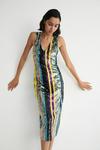 Warehouse Sequin Stripe Cut Out Back Midi Dress thumbnail 1