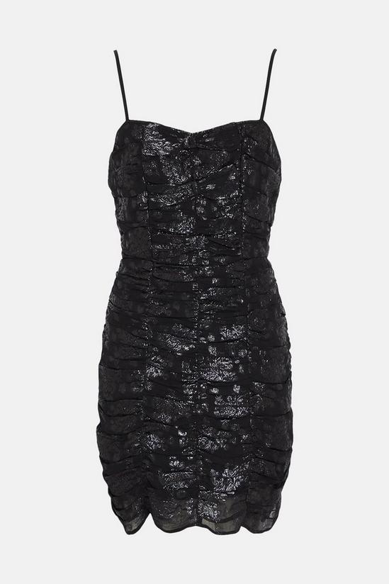 Warehouse Sparkle Shirred Mini Dress With Bow Detail 4