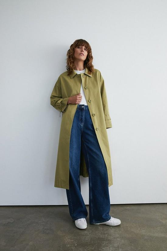 Warehouse Luxe Button Through Cotton A Line Trench 1