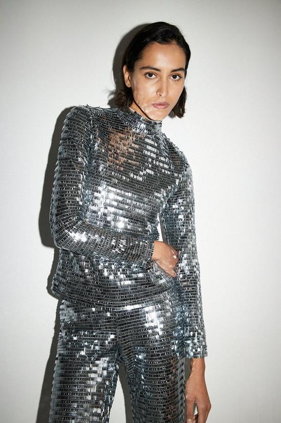 Warehouse Rectangle Sequin Funnel Neck Top Coord 1