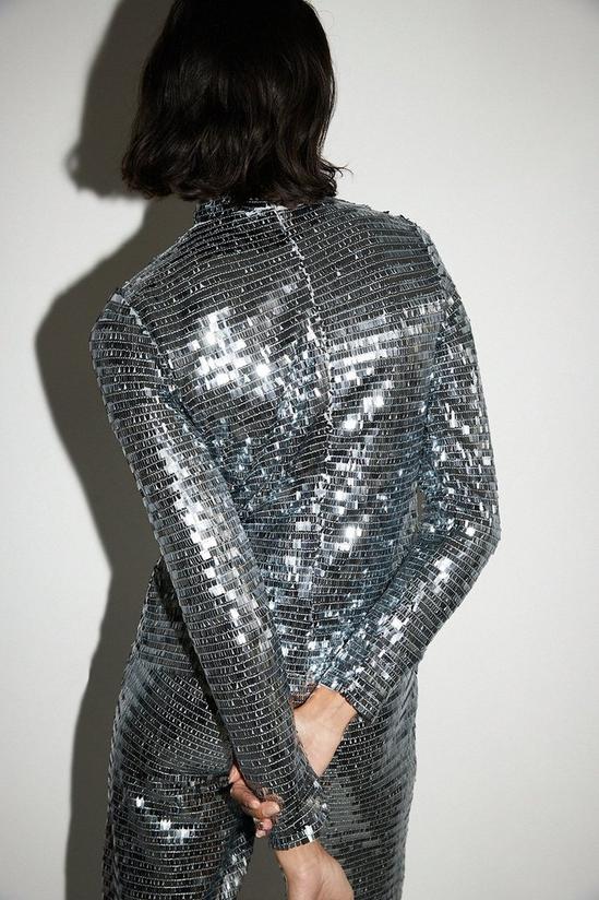 Warehouse Rectangle Sequin Funnel Neck Top Coord 3