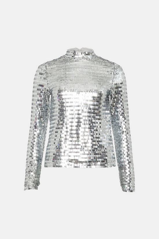 Warehouse Rectangle Sequin Funnel Neck Top Coord 4