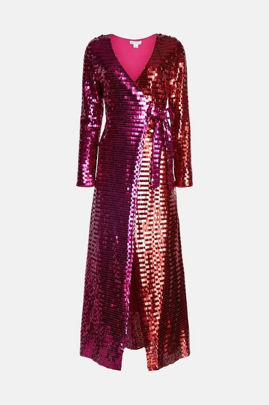 Warehouse Rectangle Sequin Wrap Midi Dress 4