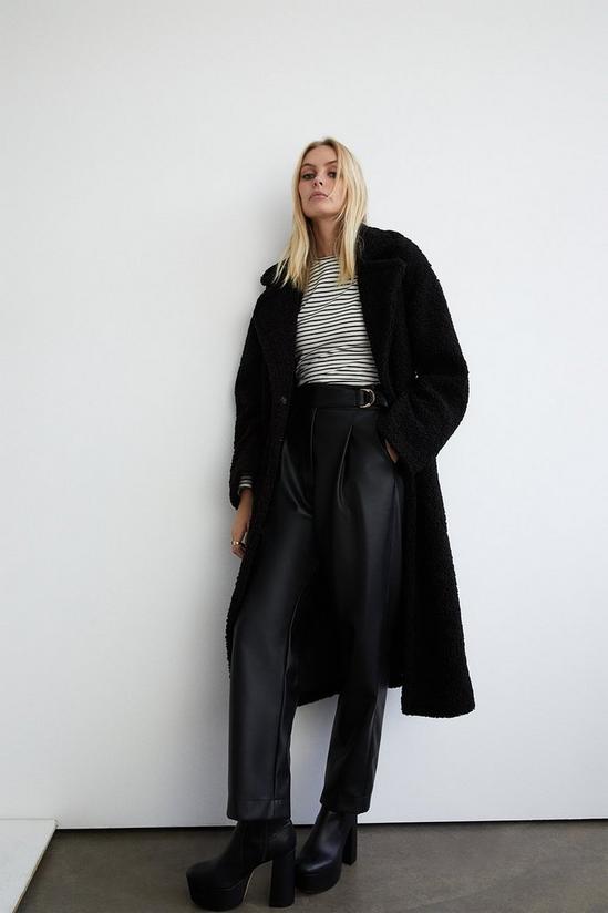 Warehouse Belted Long Line Teddy Coat 1