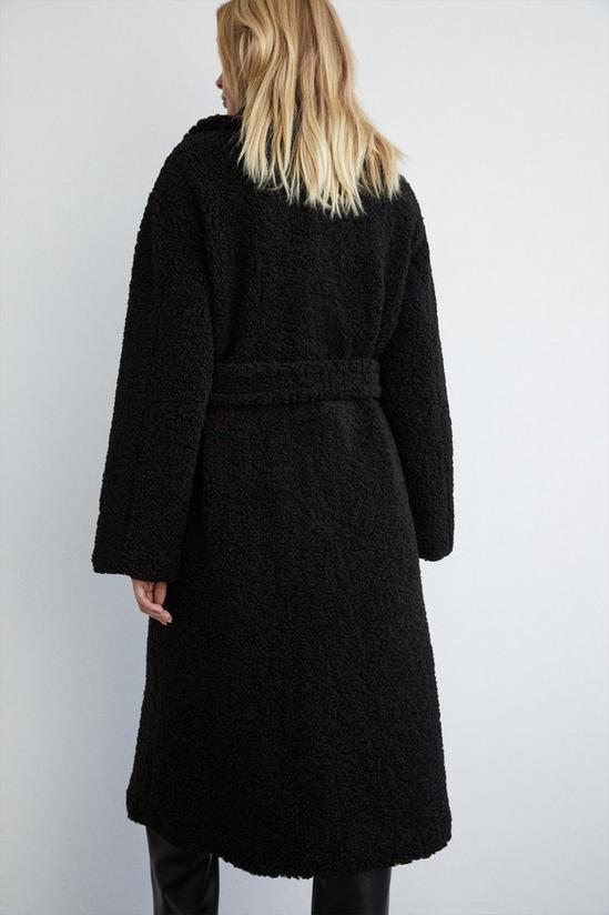 Warehouse Belted Long Line Teddy Coat 3