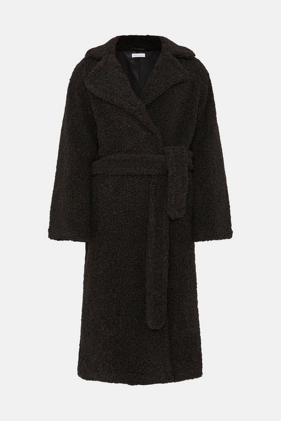 Warehouse Belted Long Line Teddy Coat 4