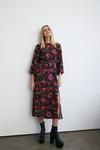 Warehouse Floral Belted Midi Dress thumbnail 1