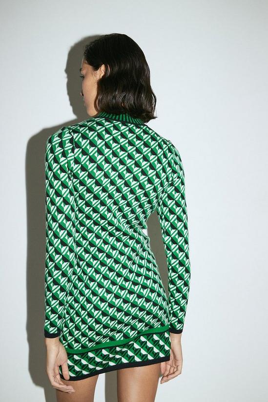 Warehouse Geo Jacquard Short Knit Dress 3