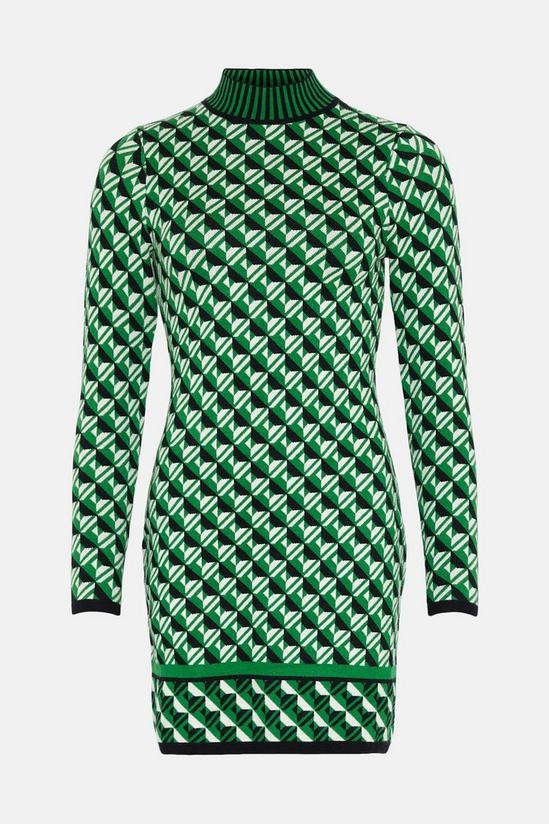 Warehouse Geo Jacquard Short Knit Dress 4