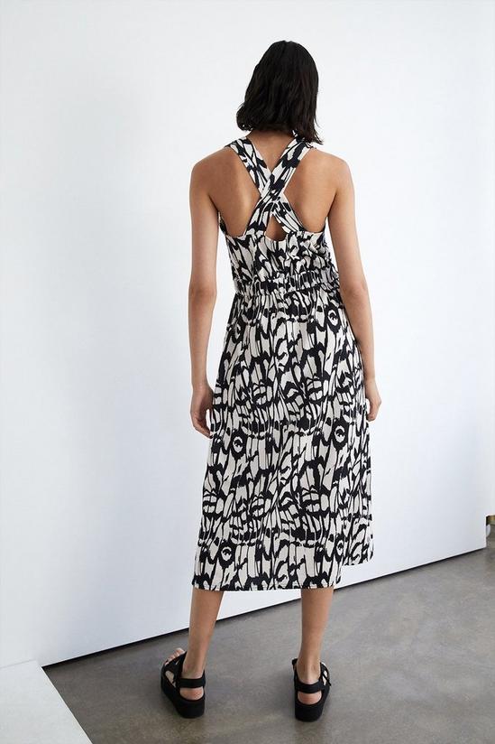 Warehouse Petite Textured Abstract Drawstring Midi Dress 3