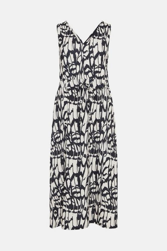 Warehouse Petite Textured Abstract Drawstring Midi Dress 4