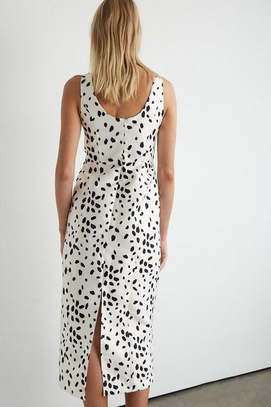 Warehouse Dalmatian Print Satin Twill Corset Midi Dress 3