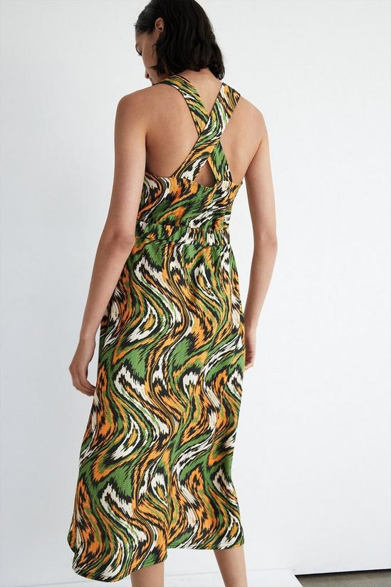 Warehouse Textured Jersey Abstract Drawstring Midi Dress 3