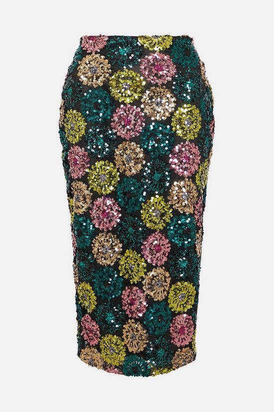 Warehouse Floral Sequin Midi Skirt 4