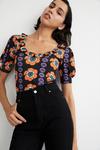 Warehouse Floral Placement Frill Neck Top thumbnail 1