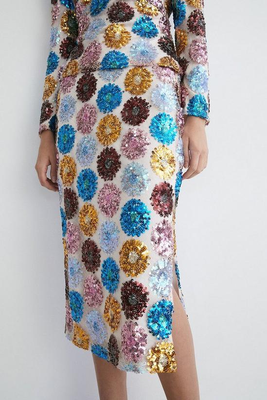 Warehouse Petite Floral Sequin Midi Skirt 2