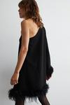 Warehouse Feather Trim Swing One Shoulder Dress thumbnail 3
