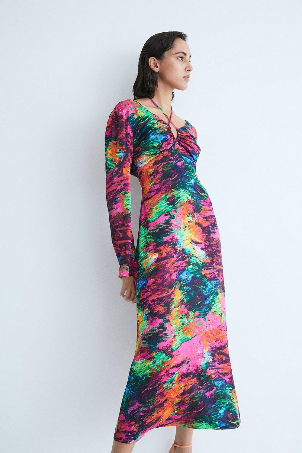 Womens WH x Kimberley Burrows Burrows Printed Satin Maxi Dress - multi