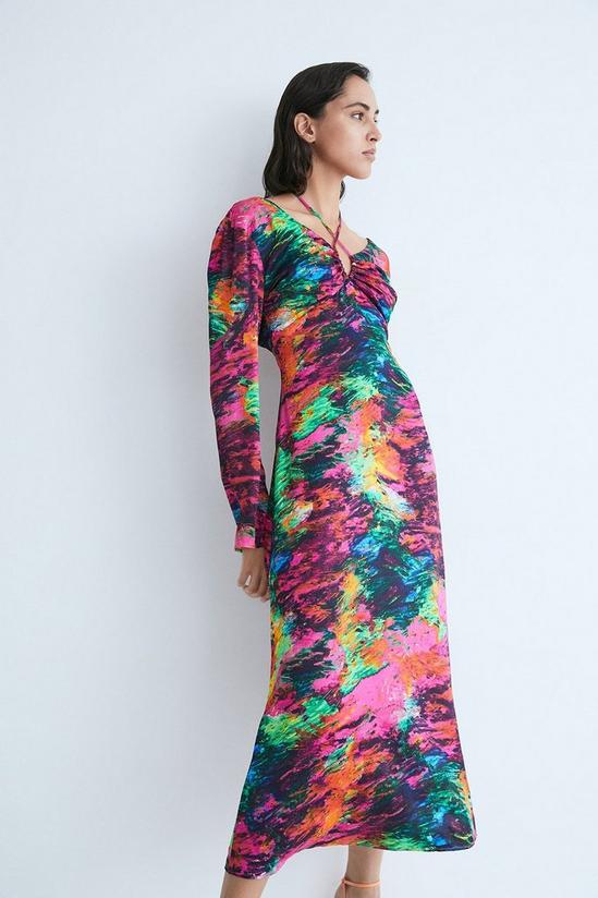 Warehouse WH x Kimberley Burrows Burrows Printed Satin Maxi Dress 1