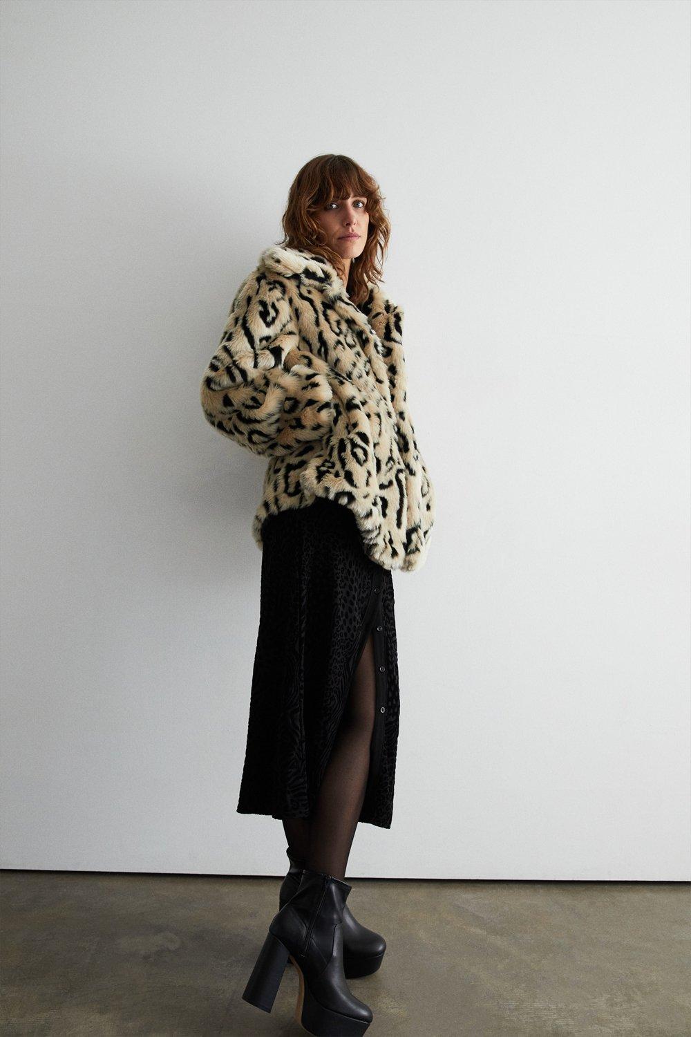 Warehouse animal print outlet coat