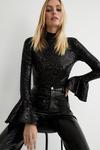 Warehouse Sequin Bell Sleeve Funnel Neck Top thumbnail 1