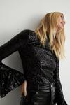 Warehouse Sequin Bell Sleeve Funnel Neck Top thumbnail 2