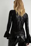 Warehouse Sequin Bell Sleeve Funnel Neck Top thumbnail 3