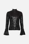 Warehouse Sequin Bell Sleeve Funnel Neck Top thumbnail 4