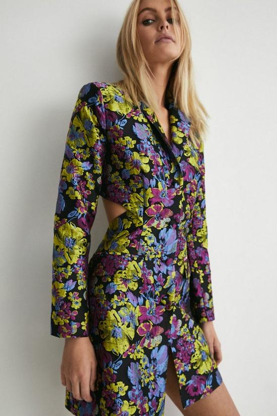 Warehouse Floral Jacquard Cut Out Blazer Dress 1