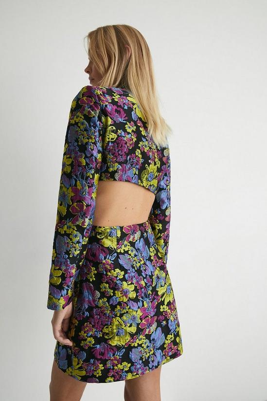 Warehouse Floral Jacquard Cut Out Blazer Dress 3