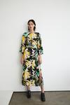 Warehouse Abstract Floral Belted Midi Dress thumbnail 1