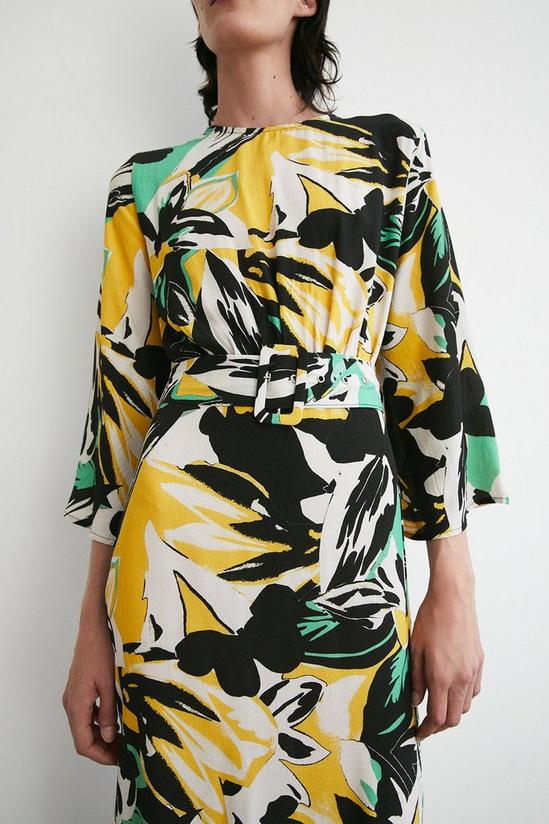 Warehouse Abstract Floral Belted Midi Dress 2