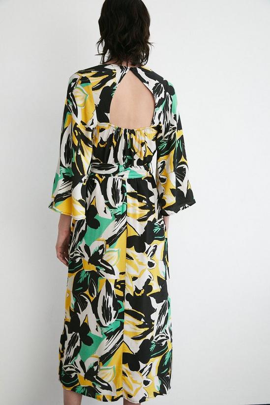 Warehouse Abstract Floral Belted Midi Dress 3