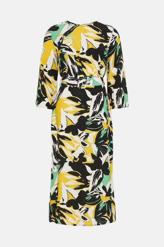 Warehouse Abstract Floral Belted Midi Dress 4