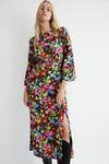 Warehouse Bright Floral Belted Midi Dress thumbnail 1