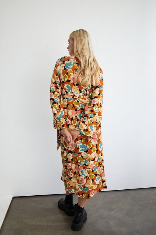 Warehouse Floral Wrap Front Belted Midi Dress 3