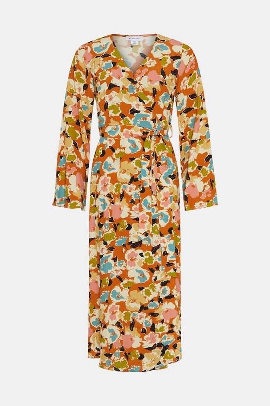 Warehouse Floral Wrap Front Belted Midi Dress 4
