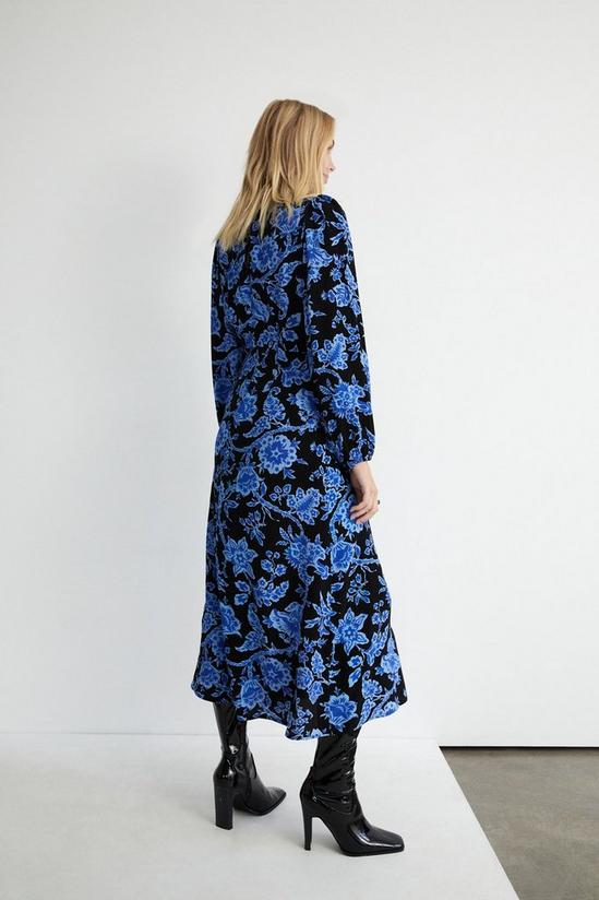 Warehouse Floral Print Gathered Waist Detail Midi Dress 3