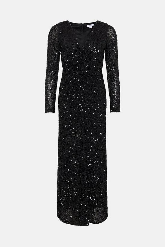 Warehouse Sequin Ruched Front Midi Dress 4