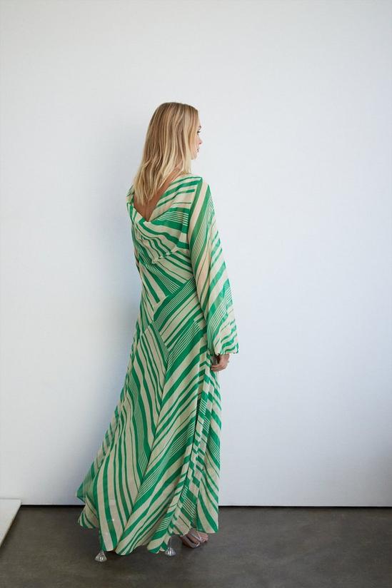 Warehouse Stripe Placement Print Drop Back Maxi Dress 3