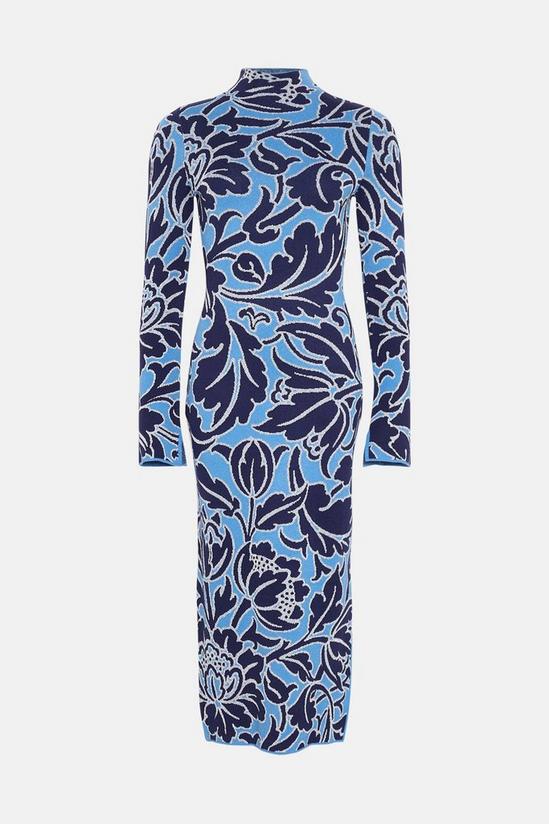 Warehouse WH x William Morris Society Metallic Floral Jacquard Dress 4