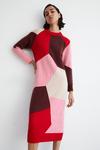 Warehouse Abstract Colourblock Midi Knit Dress thumbnail 1