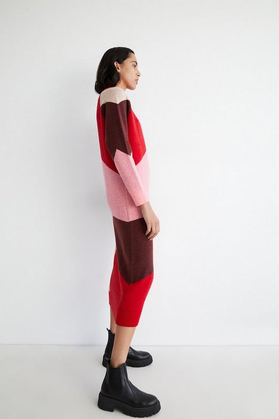 Warehouse Abstract Colourblock Midi Knit Dress 2