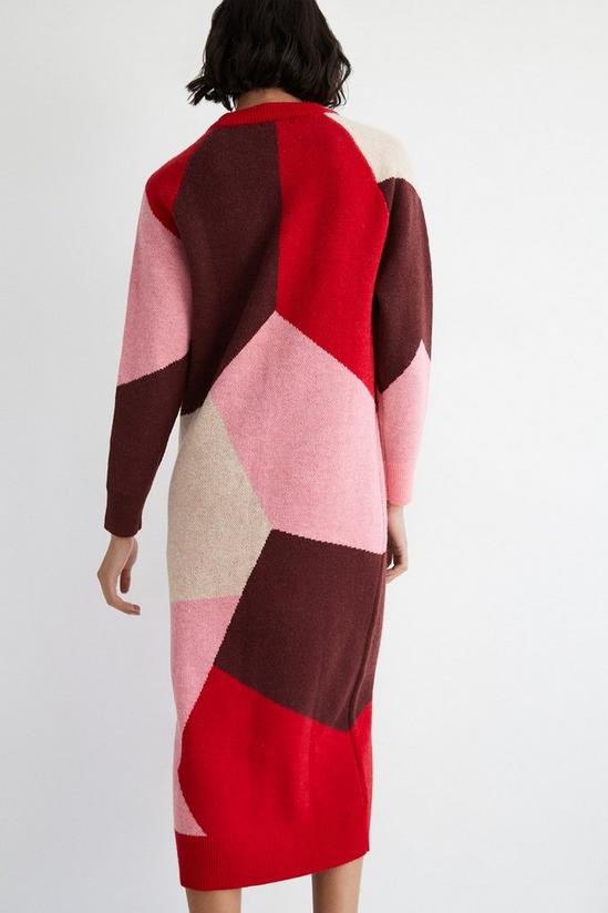 Warehouse Abstract Colourblock Midi Knit Dress 3