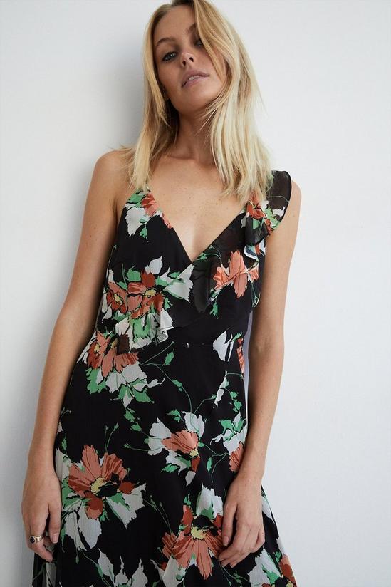 Warehouse Floral Strappy Ruffle Wrap Maxi Dress 2