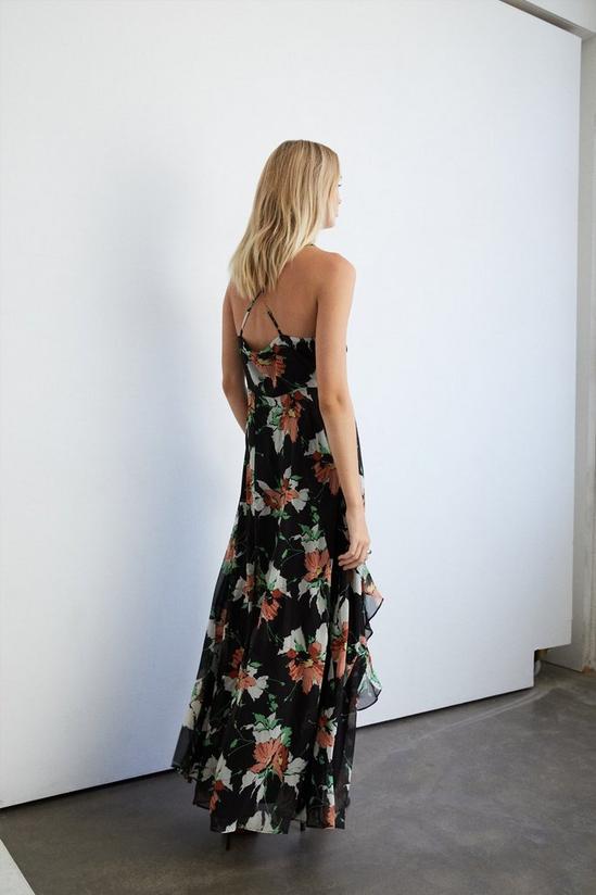 Warehouse Floral Strappy Ruffle Wrap Maxi Dress 3