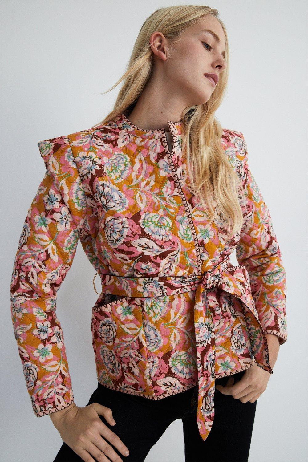 Padded floral cheap jacket