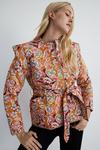 Warehouse Quilted Floral Blanket Stitch Belted Jacket thumbnail 1