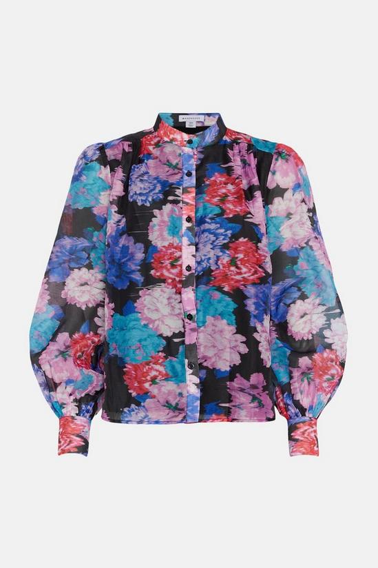 Warehouse Floral Organza Puff Sleeve Shirt 4