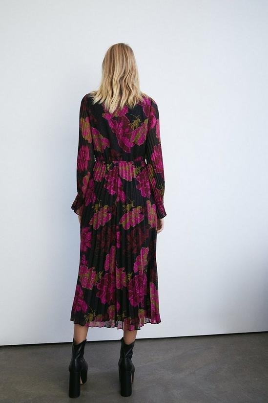 Warehouse Spot Chiffon Floral Pleated Printed Midi Dress 3